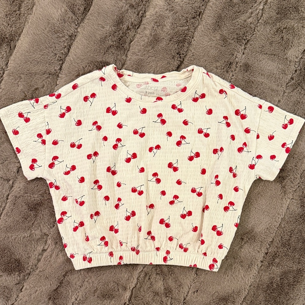 BCG Kids Cherry Print Tee - Red and Cream